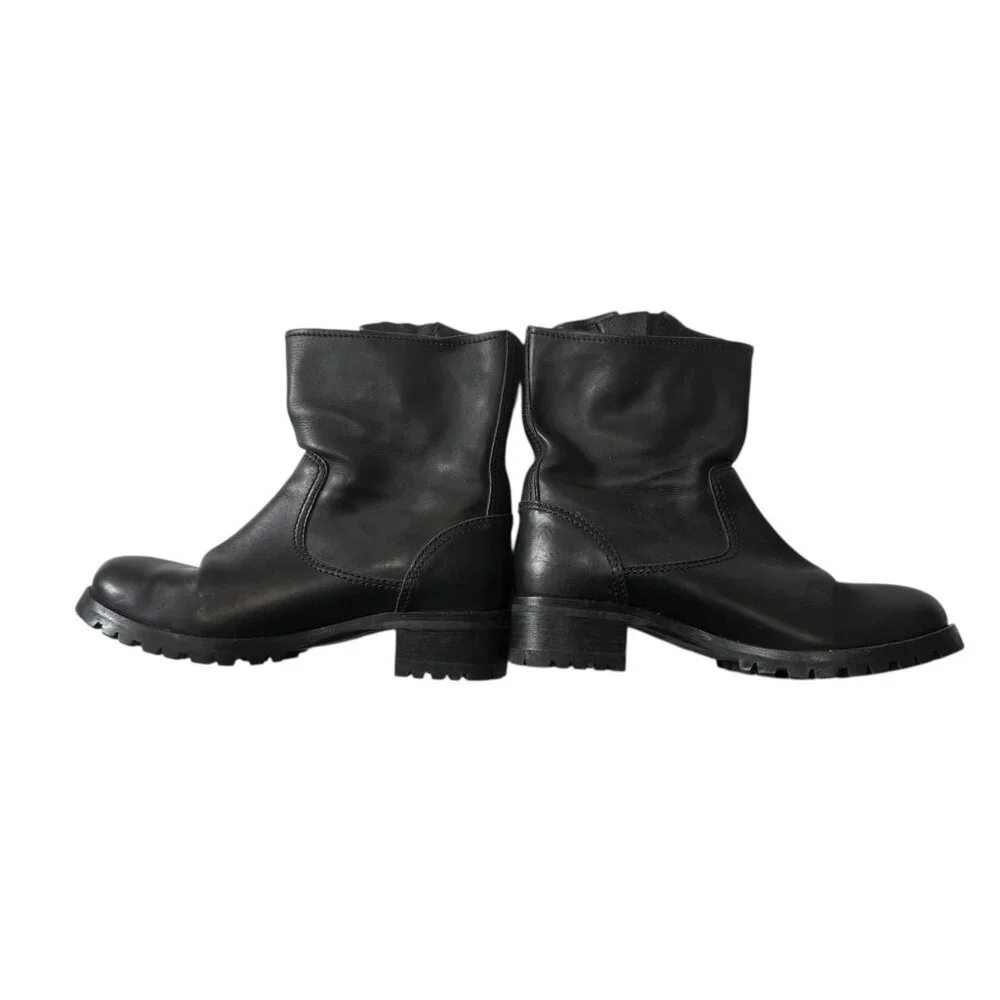 Prada Biker Boots Black Leather Lug Sole Ankle Boots EU 38.5